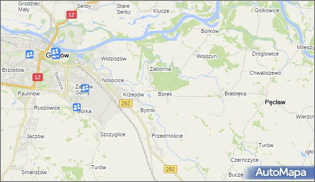 mapa Borek gmina Głogów, Borek gmina Głogów na mapie Targeo
