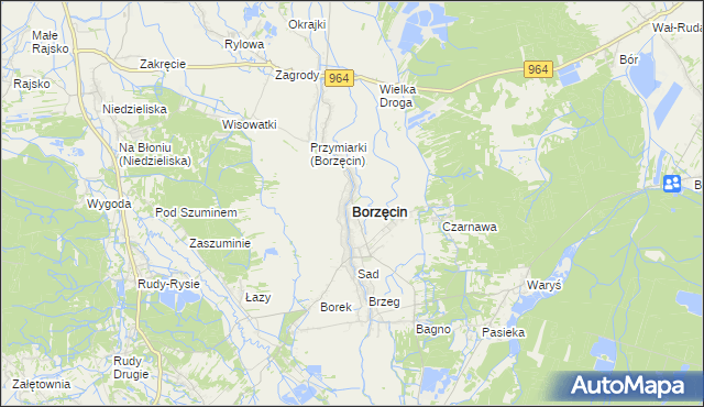 mapa Borzęcin powiat brzeski, Borzęcin powiat brzeski na mapie Targeo