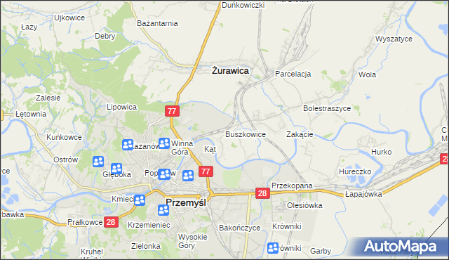 mapa Buszkowice gmina Żurawica, Buszkowice gmina Żurawica na mapie Targeo