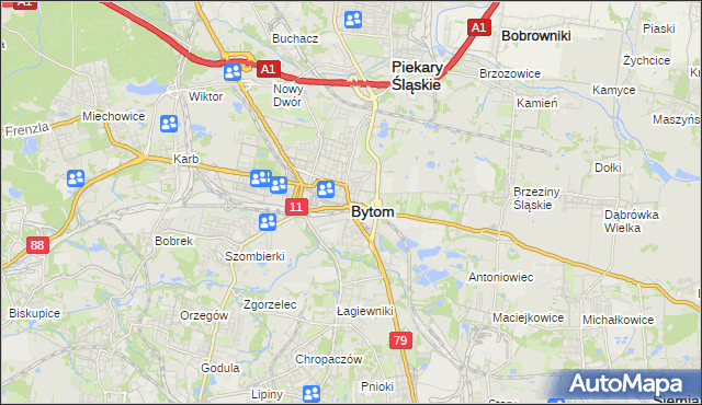 mapa Bytomia, Bytom na mapie Targeo