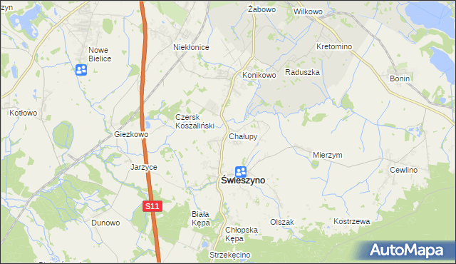 mapa Chałupy gmina Świeszyno, Chałupy gmina Świeszyno na mapie Targeo
