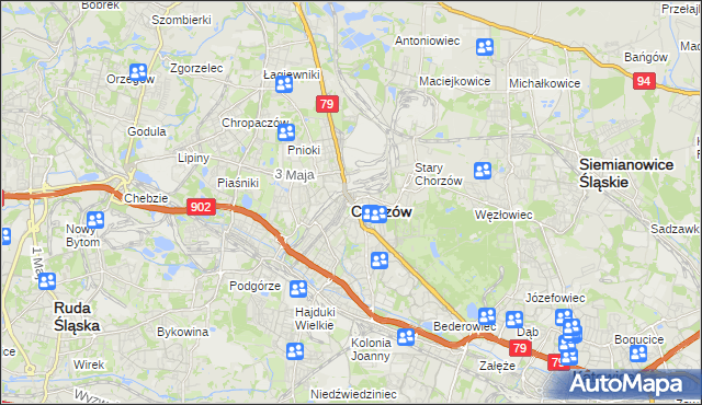 mapa Chorzów, Chorzów na mapie Targeo