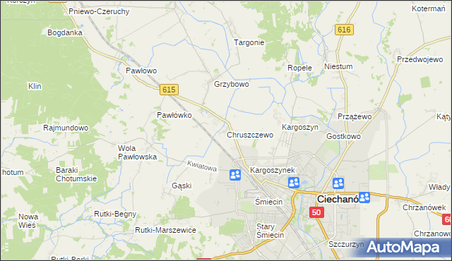 mapa Chruszczewo, Chruszczewo na mapie Targeo