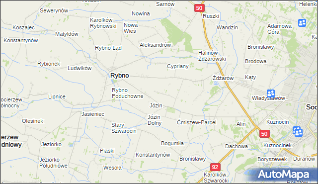 mapa Ćmiszew Rybnowski, Ćmiszew Rybnowski na mapie Targeo