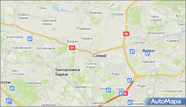 mapa Czeladź, Czeladź na mapie Targeo