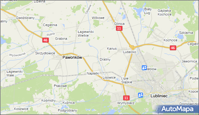 mapa Draliny, Draliny na mapie Targeo