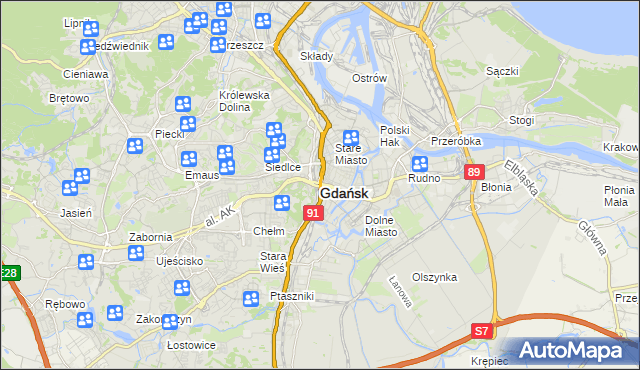 mapa Gdańska, Gdańsk na mapie Targeo