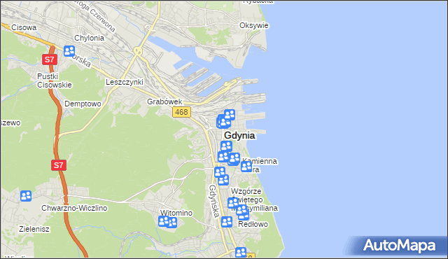 mapa Gdyni, Gdynia na mapie Targeo