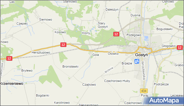 mapa Gola gmina Gostyń, Gola gmina Gostyń na mapie Targeo