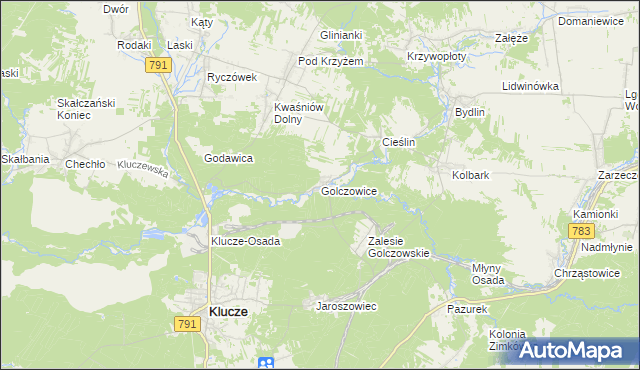 mapa Golczowice gmina Klucze, Golczowice gmina Klucze na mapie Targeo