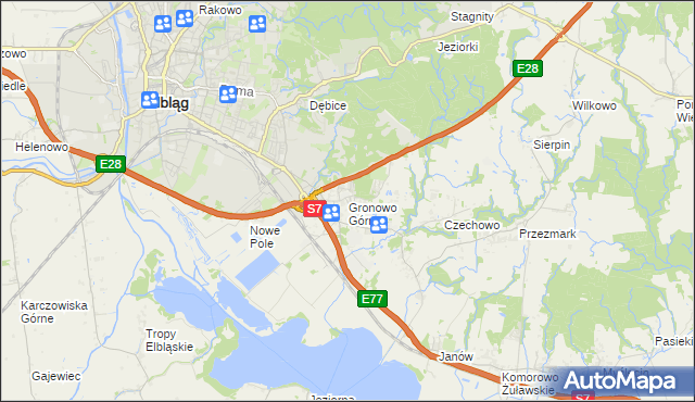 mapa Gronowo Górne, Gronowo Górne na mapie Targeo