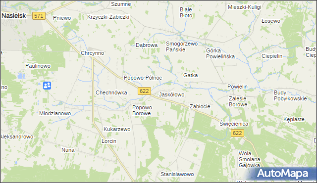 mapa Jaskółowo, Jaskółowo na mapie Targeo