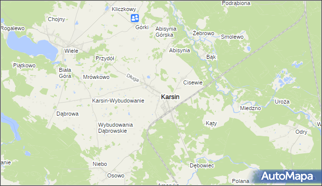 mapa Karsin powiat kościerski, Karsin powiat kościerski na mapie Targeo