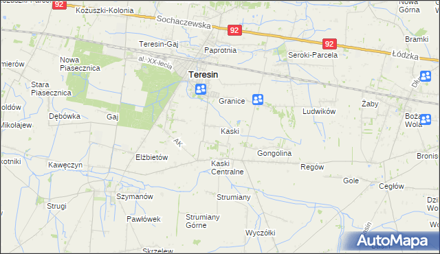 mapa Kaski gmina Baranów, Kaski gmina Baranów na mapie Targeo