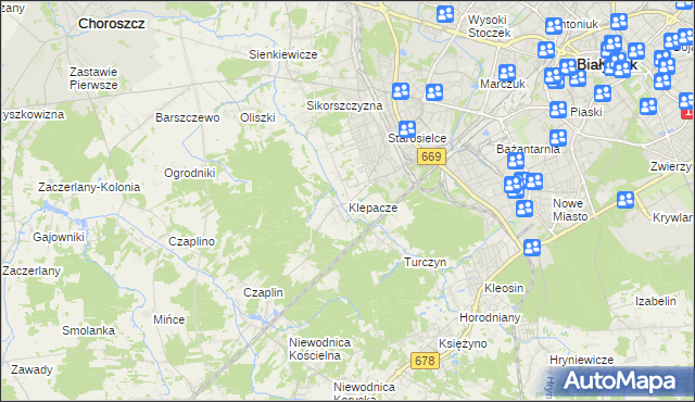 mapa Klepacze gmina Choroszcz, Klepacze gmina Choroszcz na mapie Targeo