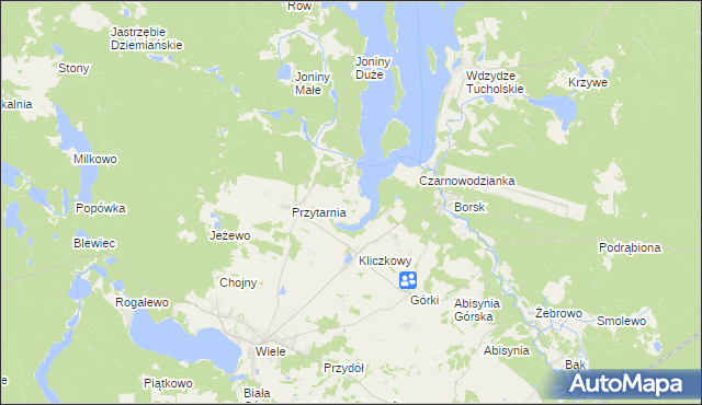 mapa Knieja gmina Karsin, Knieja gmina Karsin na mapie Targeo