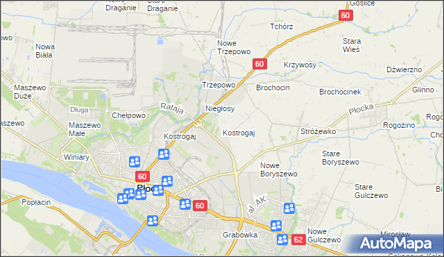 mapa Kostrogaj, Kostrogaj na mapie Targeo