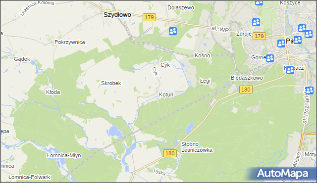 mapa Kotuń gmina Szydłowo, Kotuń gmina Szydłowo na mapie Targeo