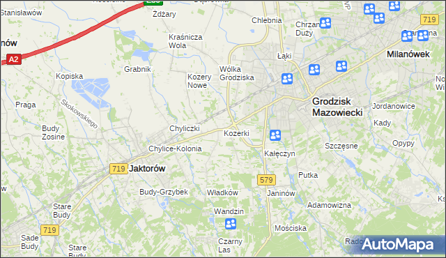 mapa Kozerki, Kozerki na mapie Targeo