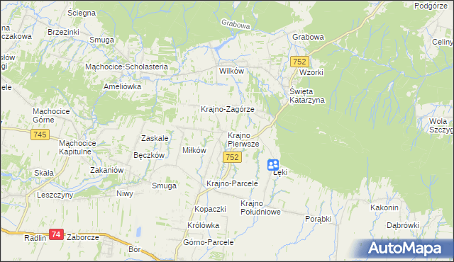 mapa Krajno Pierwsze, Krajno Pierwsze na mapie Targeo