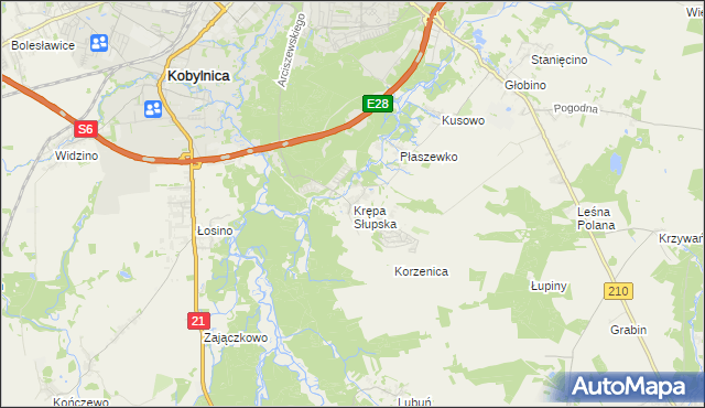 mapa Krępa Słupska, Krępa Słupska na mapie Targeo