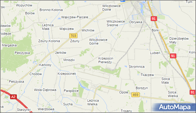 mapa Krzepocin Pierwszy, Krzepocin Pierwszy na mapie Targeo