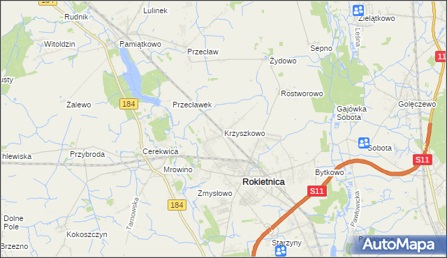 mapa Krzyszkowo, Krzyszkowo na mapie Targeo