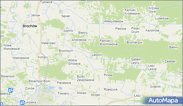 mapa Lasocin gmina Brochów, Lasocin gmina Brochów na mapie Targeo