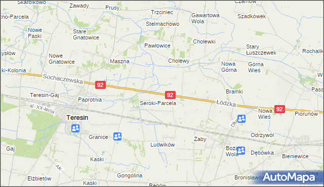 mapa Lisice gmina Teresin, Lisice gmina Teresin na mapie Targeo