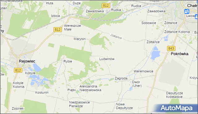 mapa Ludwinów gmina Chełm, Ludwinów gmina Chełm na mapie Targeo