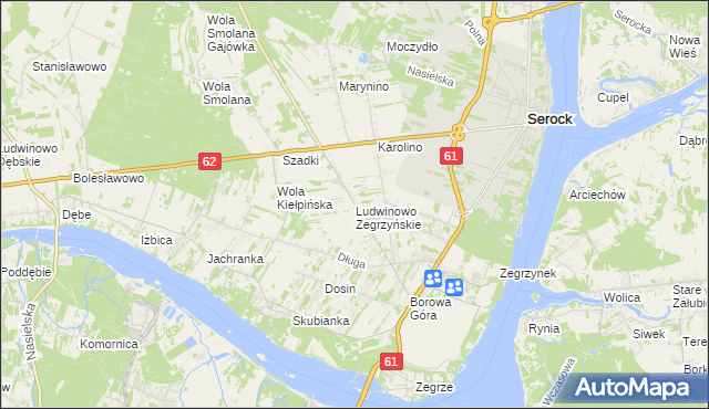 mapa Ludwinowo Zegrzyńskie, Ludwinowo Zegrzyńskie na mapie Targeo