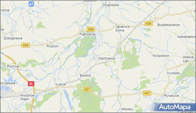 mapa Mańkowice, Mańkowice na mapie Targeo