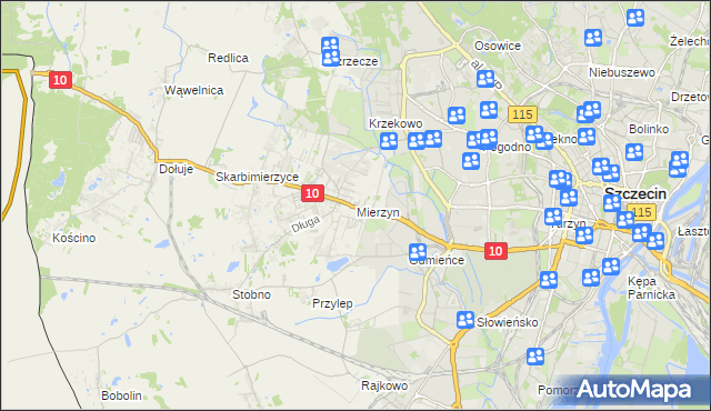 mapa Mierzyn gmina Dobra (Szczecińska), Mierzyn gmina Dobra (Szczecińska) na mapie Targeo