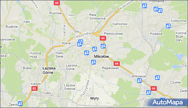 mapa Mikołów, Mikołów na mapie Targeo