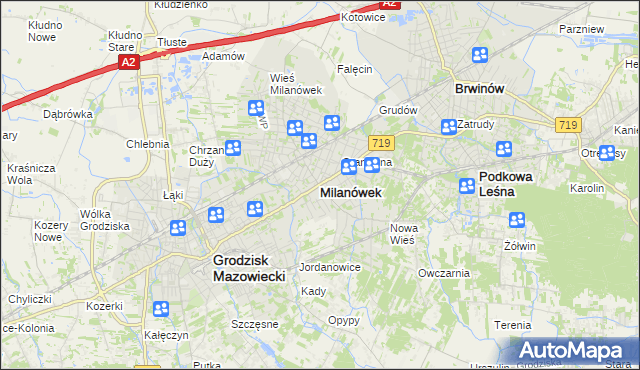 mapa Milanówek, Milanówek na mapie Targeo