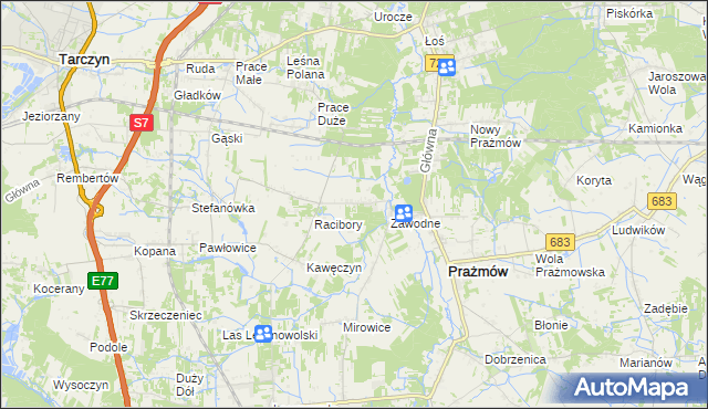 mapa Nowe Racibory gmina Tarczyn, Nowe Racibory gmina Tarczyn na mapie Targeo