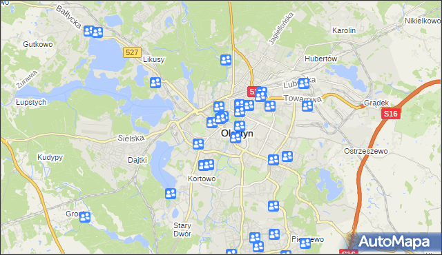 mapa Olsztyna, Olsztyn na mapie Targeo