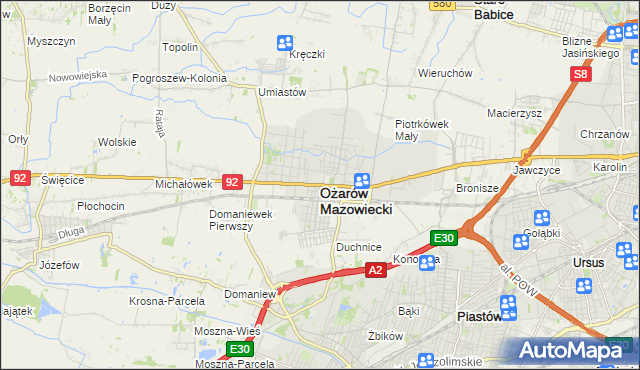 mapa Ożarów Mazowiecki, Ożarów Mazowiecki na mapie Targeo