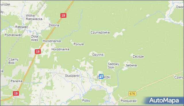 mapa Ożynnik, Ożynnik na mapie Targeo