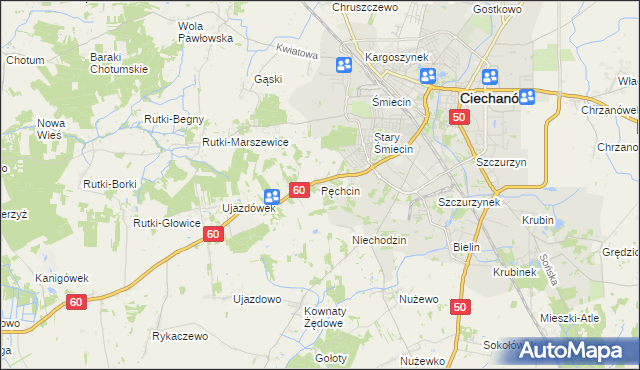 mapa Pęchcin, Pęchcin na mapie Targeo