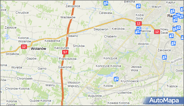 mapa Podkończyce, Podkończyce na mapie Targeo