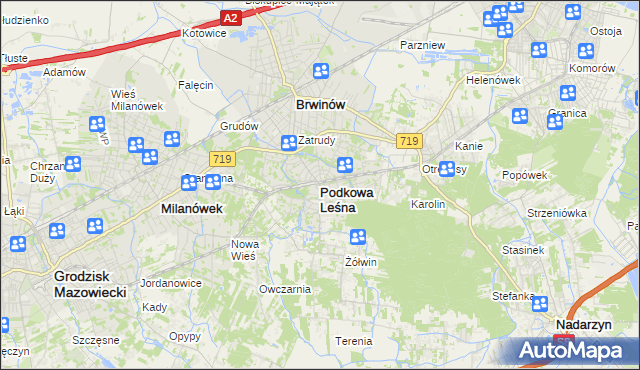 mapa Podkowa Leśna, Podkowa Leśna na mapie Targeo