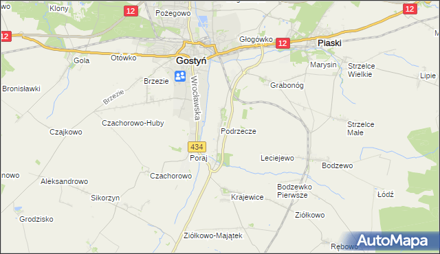mapa Podrzecze gmina Piaski, Podrzecze gmina Piaski na mapie Targeo