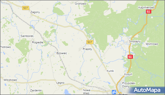 mapa Praslity, Praslity na mapie Targeo