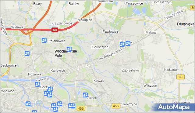 mapa Psie Pole gmina Wrocław, Psie Pole gmina Wrocław na mapie Targeo