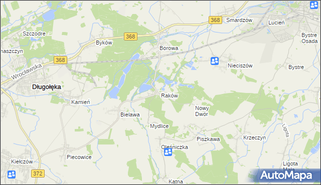 mapa Raków gmina Długołęka, Raków gmina Długołęka na mapie Targeo