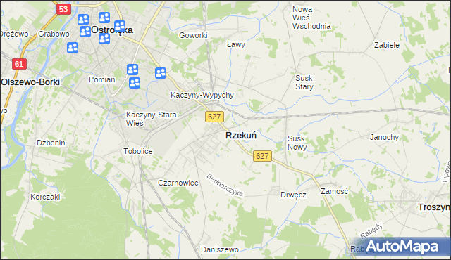 mapa Rzekuń, Rzekuń na mapie Targeo