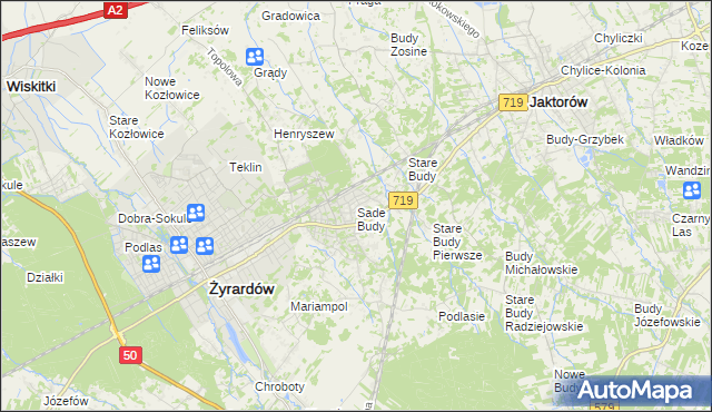 mapa Sade Budy, Sade Budy na mapie Targeo