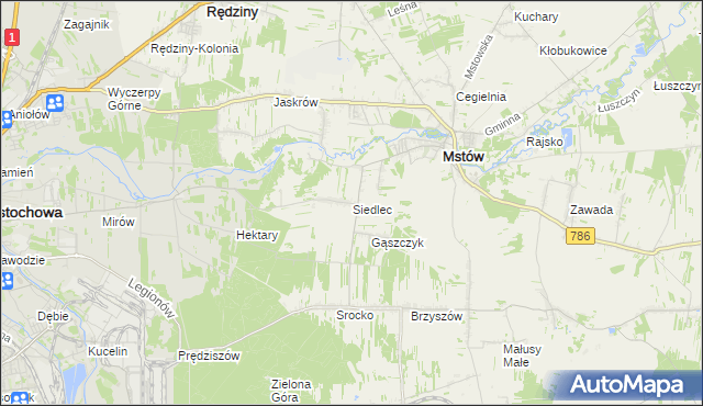 mapa Siedlec gmina Mstów, Siedlec gmina Mstów na mapie Targeo