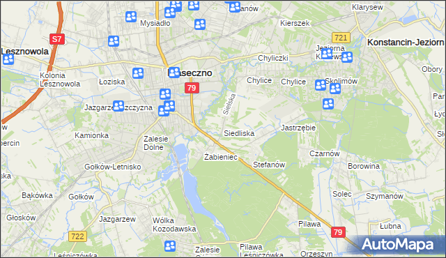 mapa Siedliska gmina Piaseczno, Siedliska gmina Piaseczno na mapie Targeo